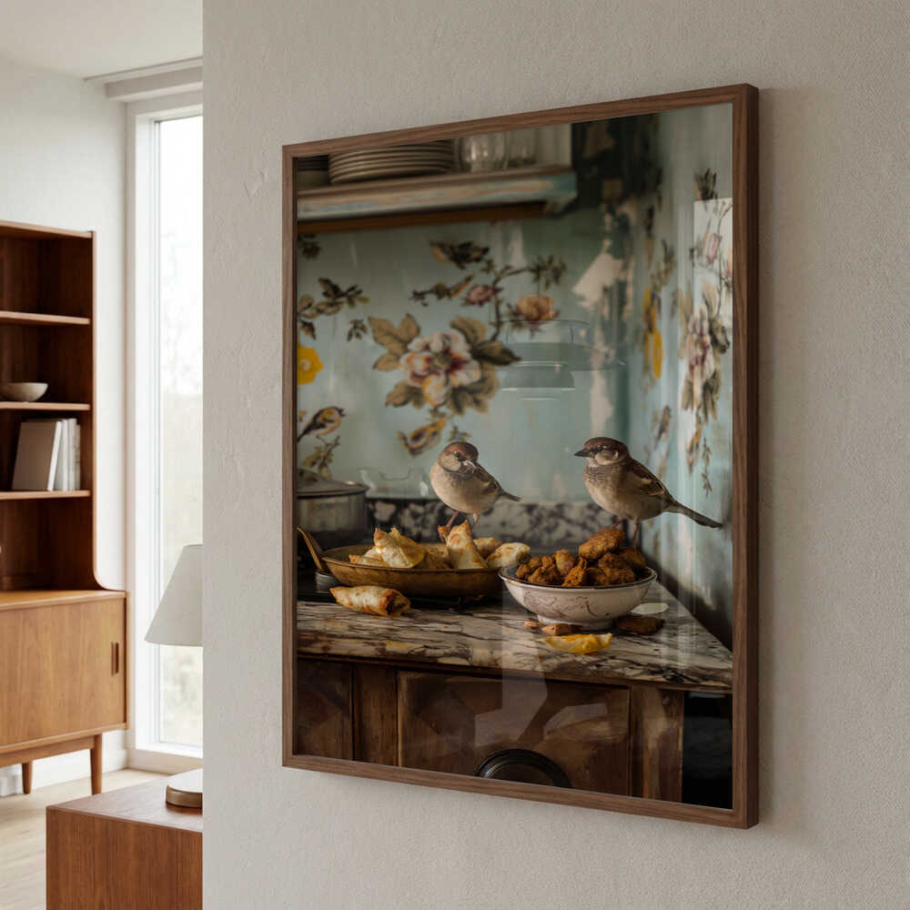 Sparrow Snack Time Poster