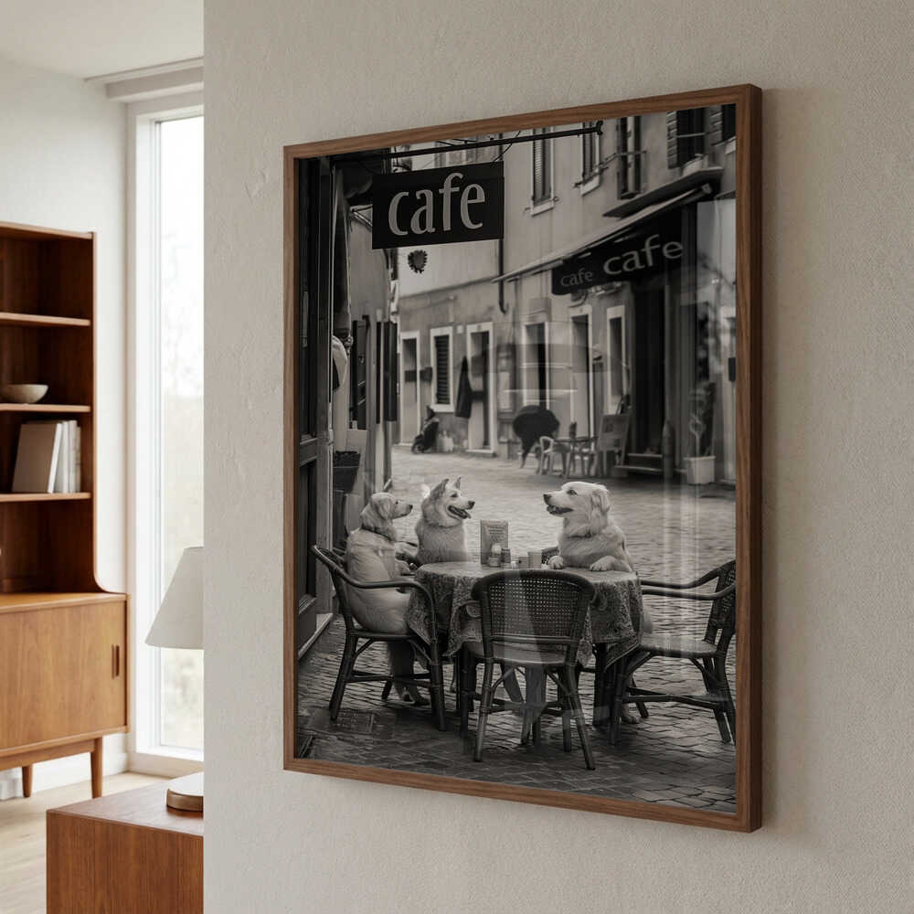 Café Morning Dogs Poster