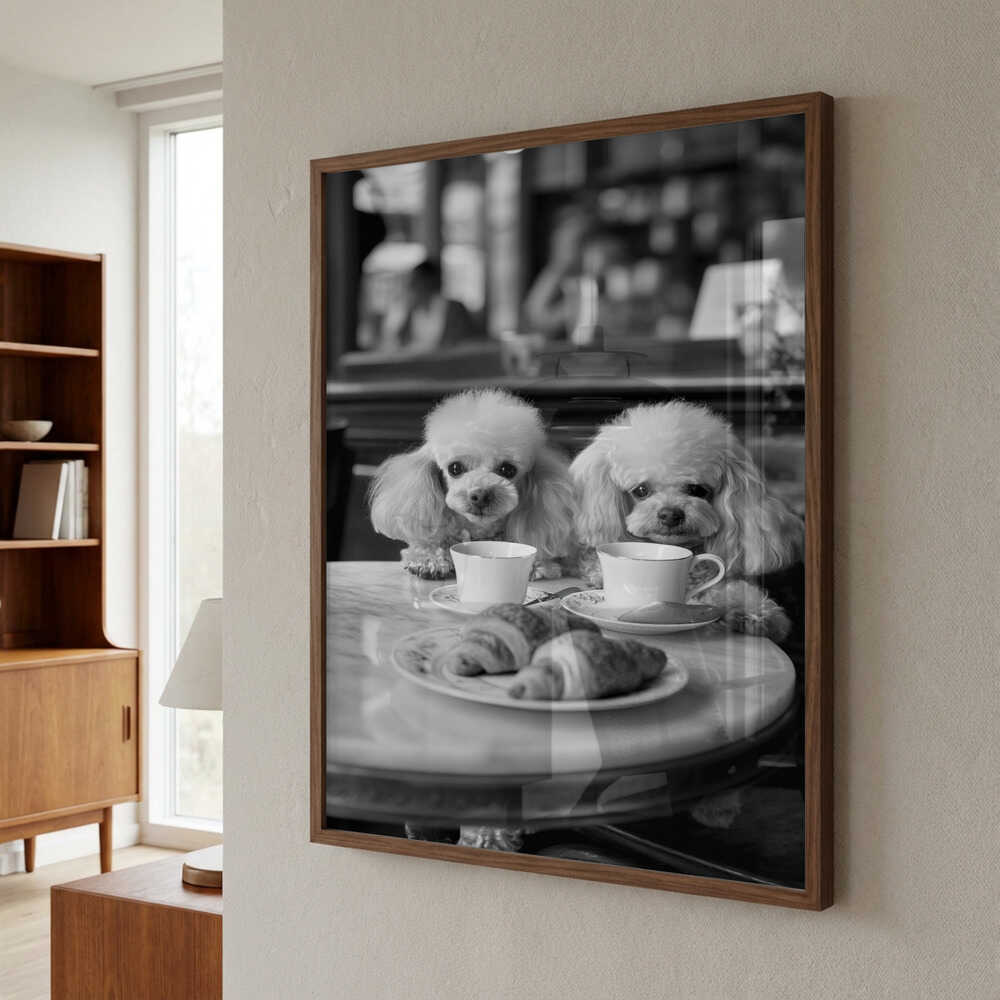 Poodles At the Café Poster