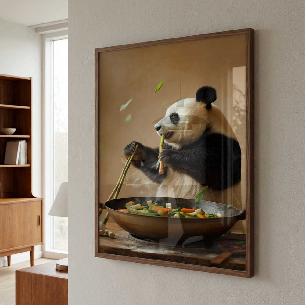 Panda Stir Fry Chef Poster