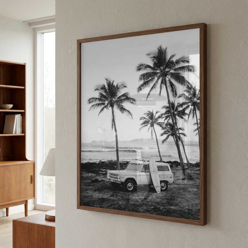 At the Beachbw Poster