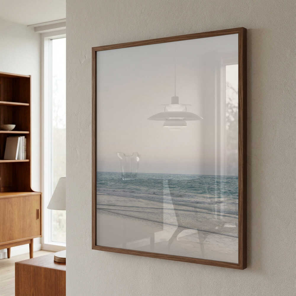 Warm Serene Beach Landscape Clear Sky Poster