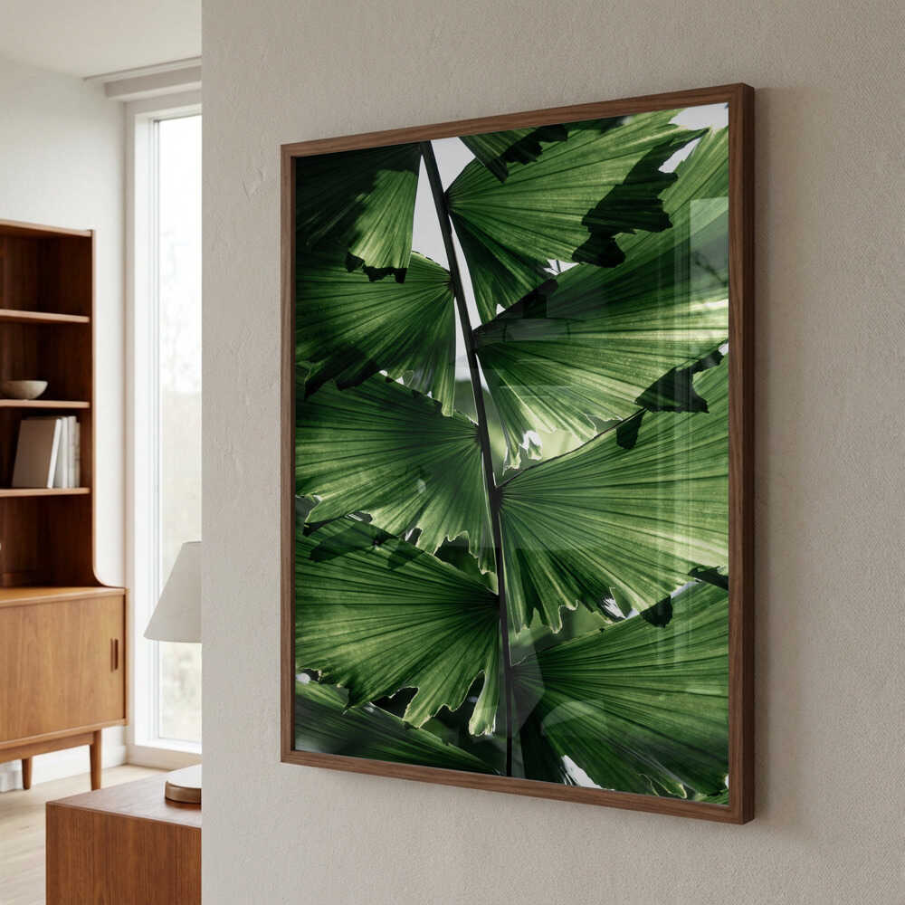 Tropical Green Palm Glow Poster