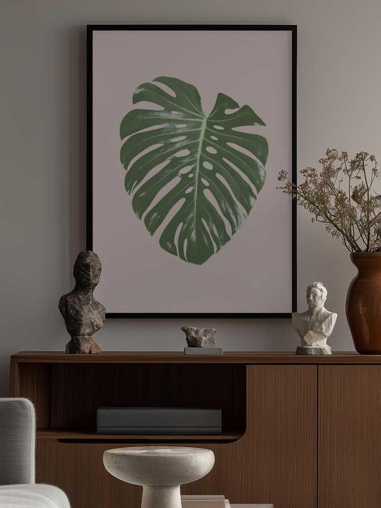 Monstera Leaf Blush Poster