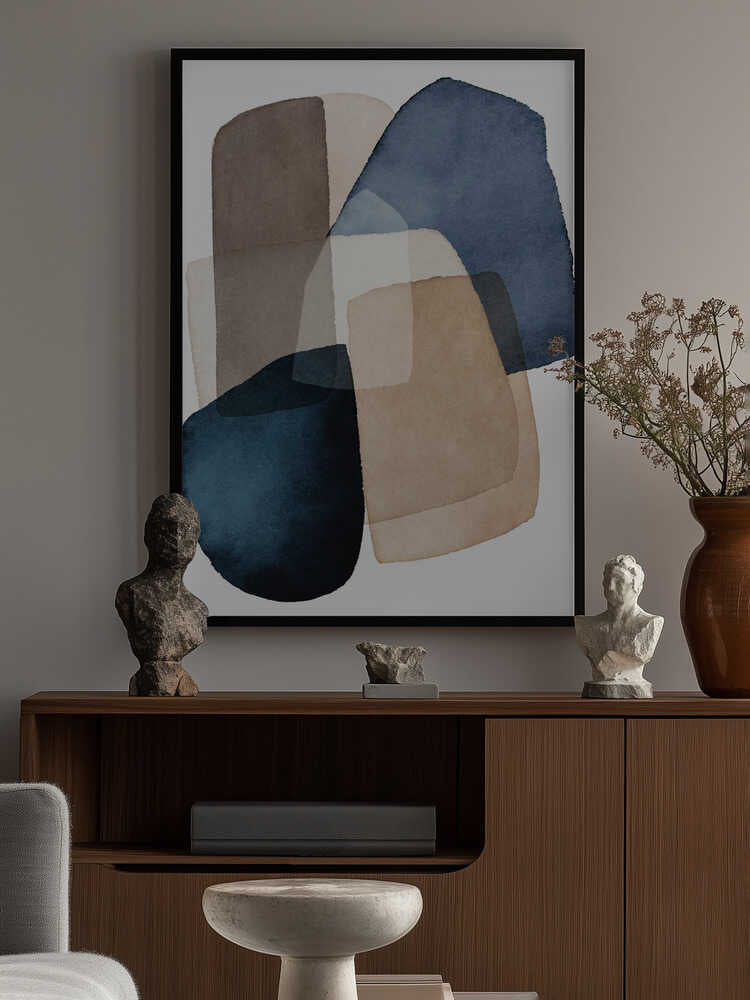 Blue Brown Blocks Poster
