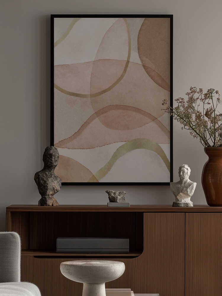 Blush and Brown Abstract Poster