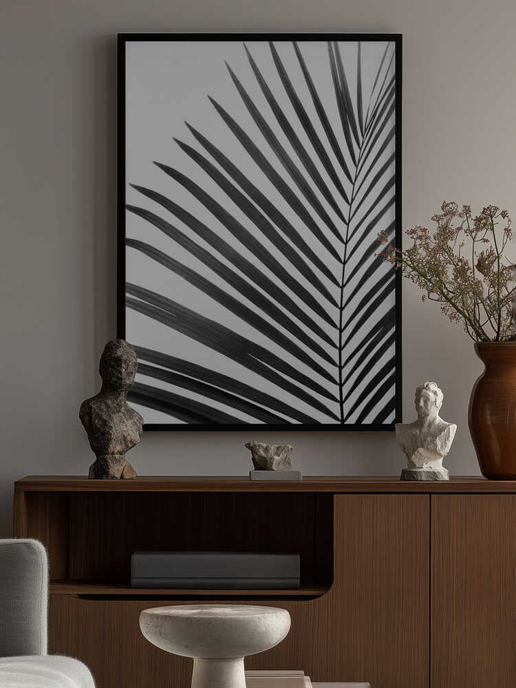 BW Palm Leaf Poster