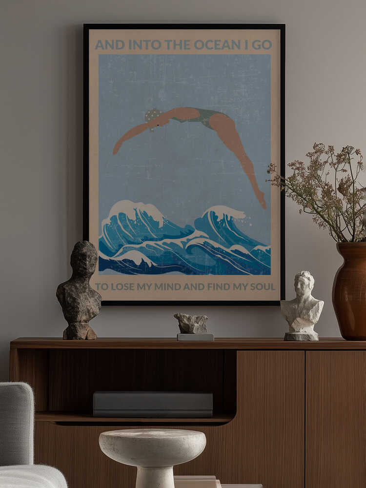 Into the Ocean I Go (grey) Poster