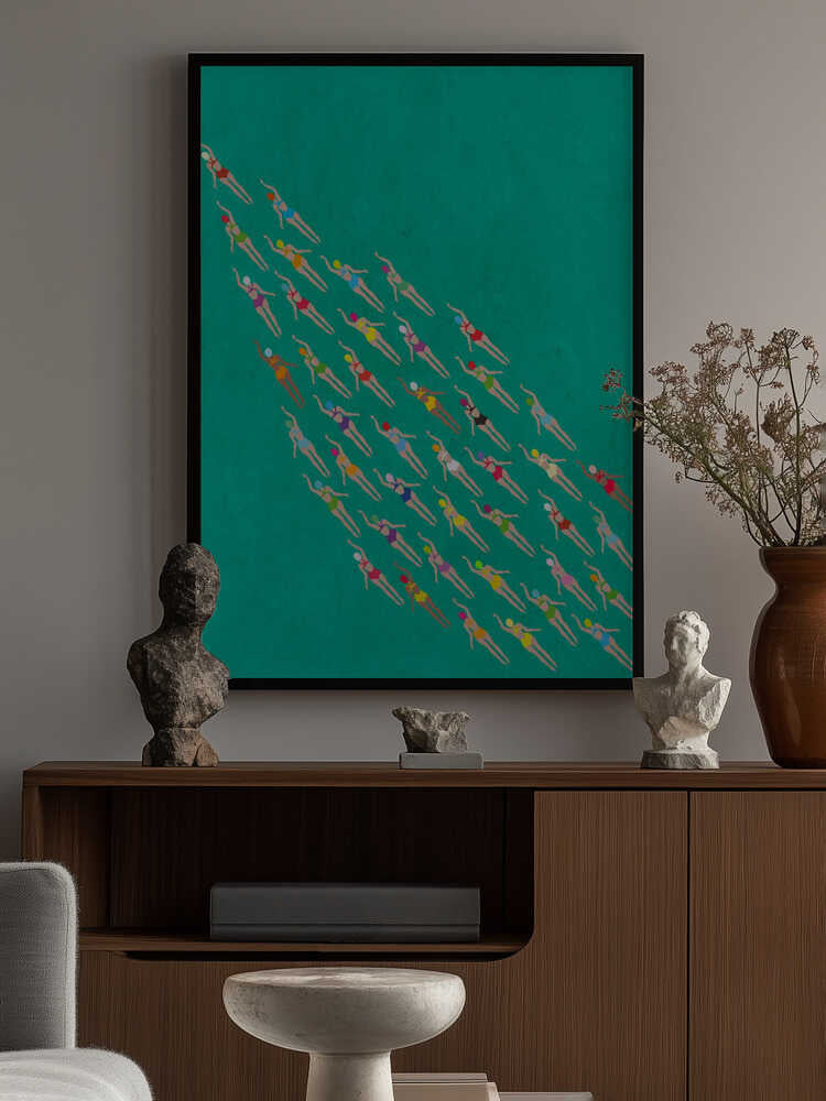 Racing Swimmers Poster