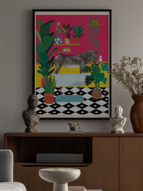Zebra Bathtime Poster