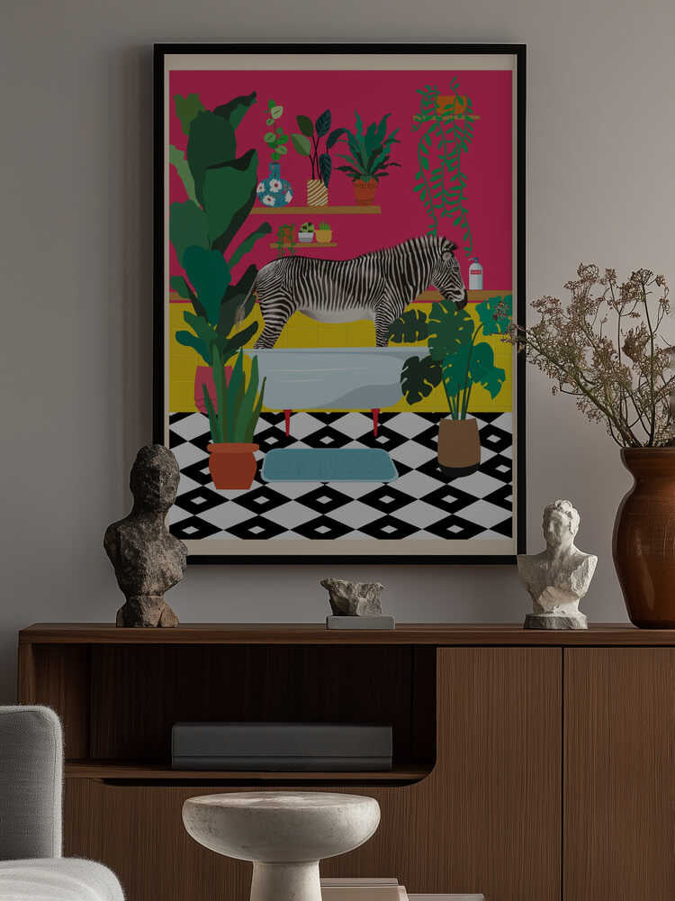 Zebra Bathtime Poster