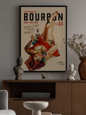 Babes of Bourbon Vol 13 Rum Drinking Pinup Girl Art Poster