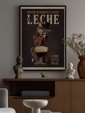 Bourbon De Leche Guinness Style Cat Art Poster