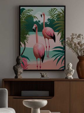 Tropical Flamingo Paradise Poster