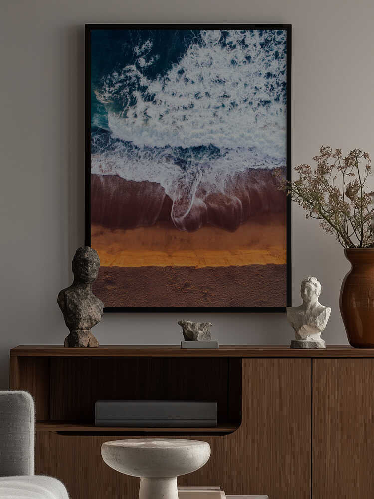 Beachscape With Waves Crashing Poster