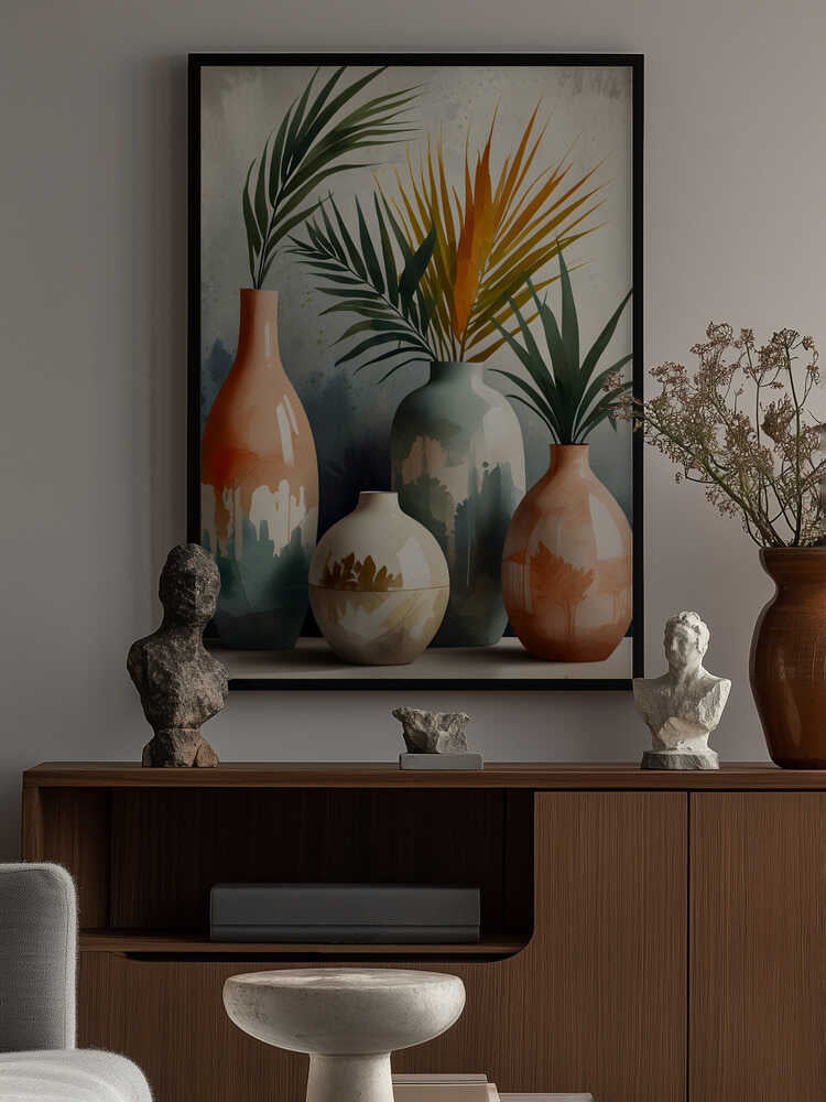 Tropical Vases In Watercolor Hues Poster