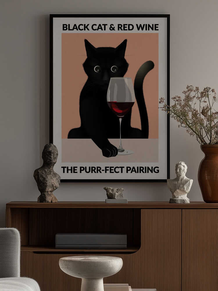 A4 Cat & Wine Purr Fect 01.png Poster