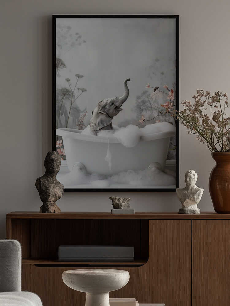 Elephant Bath Bliss Poster