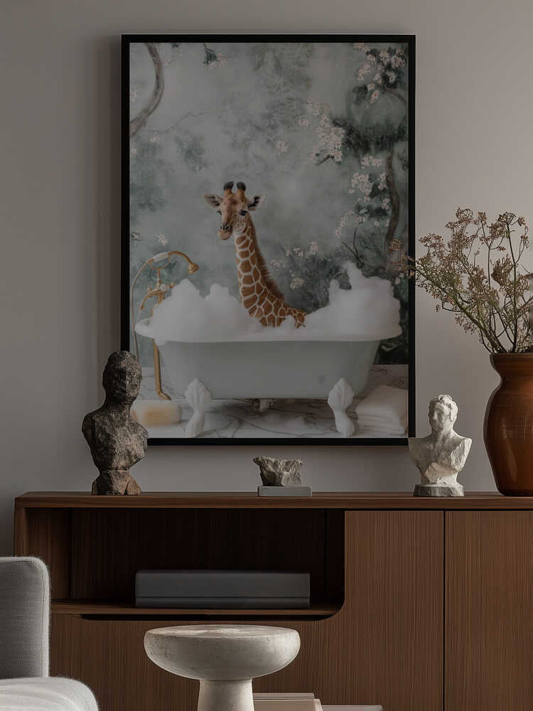 Giraffe Bubble Bliss Poster