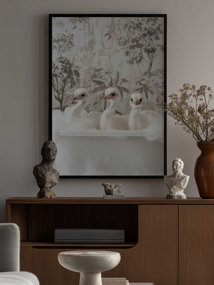 Ostrich Bath Time Delight Poster