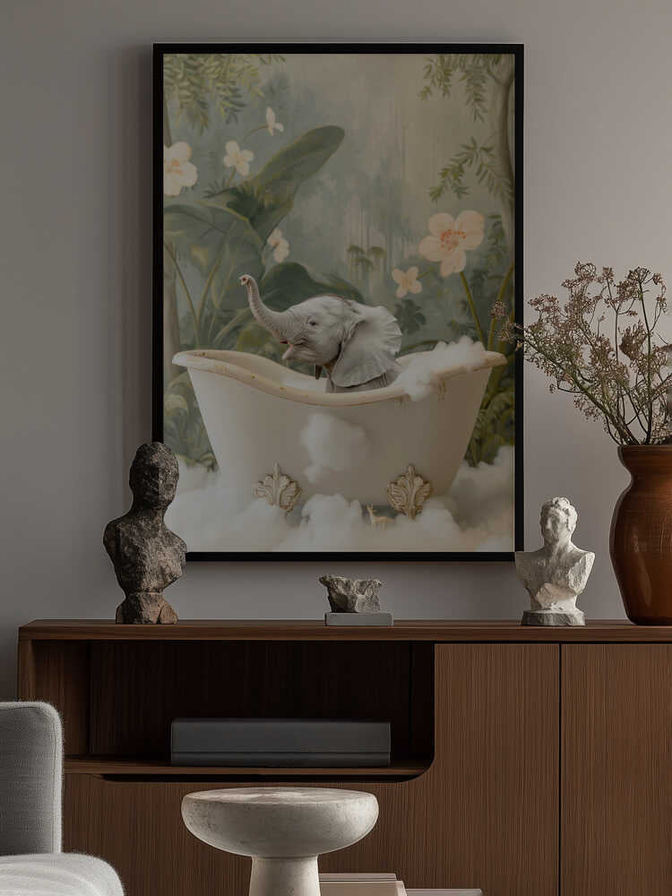 Elephant Bath Joy Poster