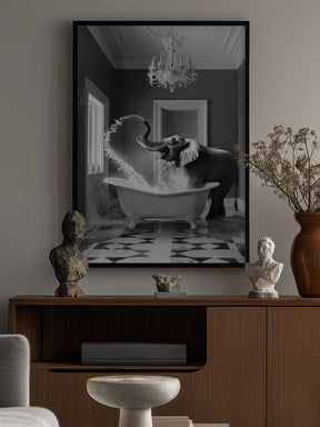 Joyful Elephant Bath Time Poster