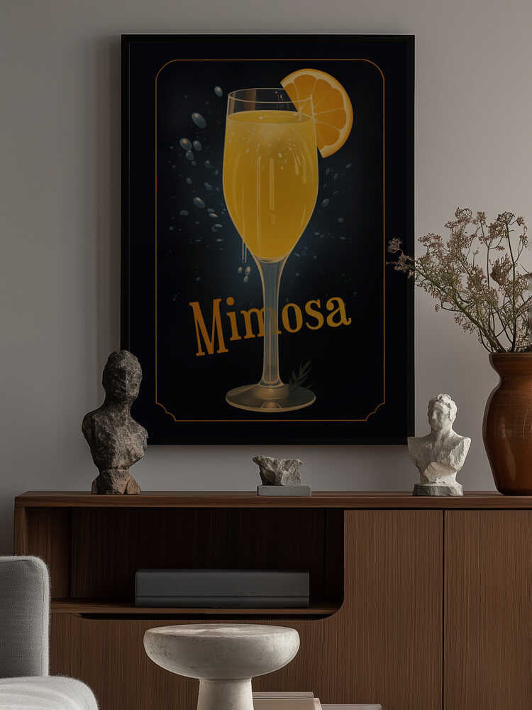 Vibrant Illustration Of A Mimosa Cocktail Poster