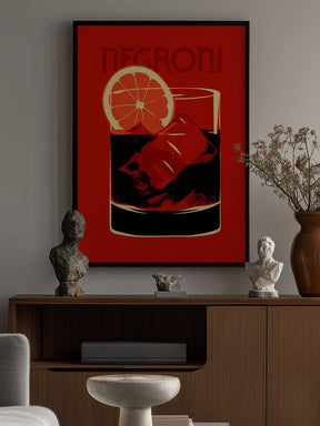 Stylized Negroni Cocktail Poster