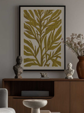 Golden Leaf Silhouette with Tree Branch Poster
