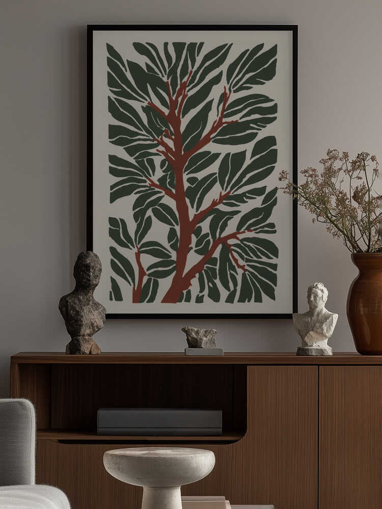 The Tree Branch with Green Leaves Poster