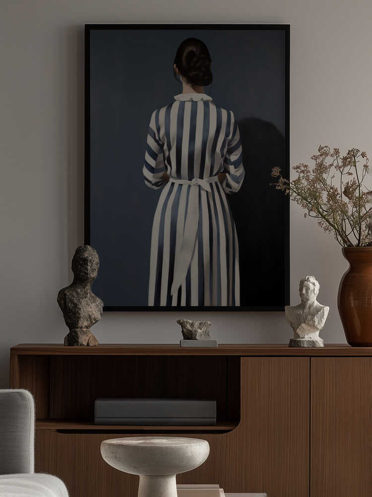 The Girl In Blue and White Striped Dress Poster