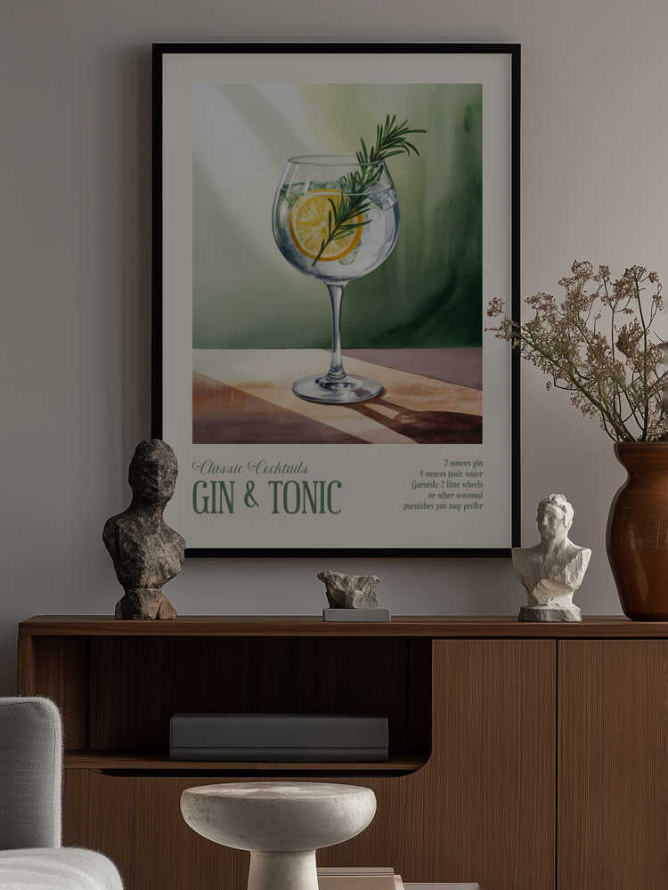 Classic Cocktails - Gin and Tonic Poster