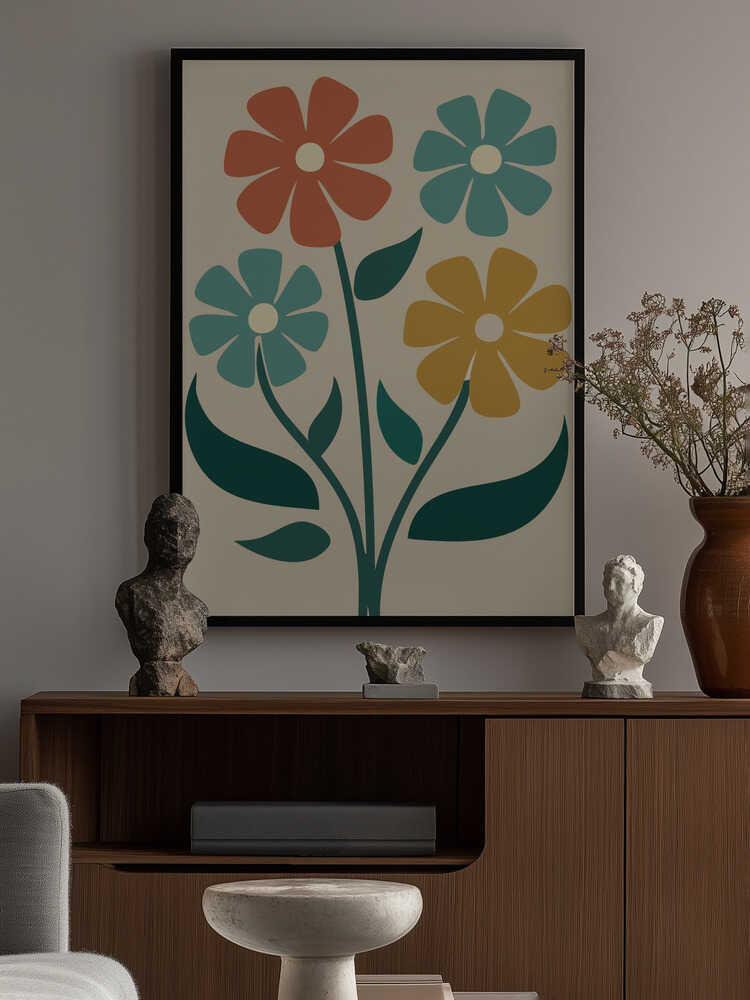 Boho Flowers Series No 4 Poster