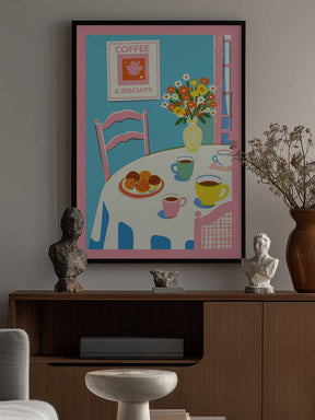 A2 Coffee and Flowers On Table 01.png Poster