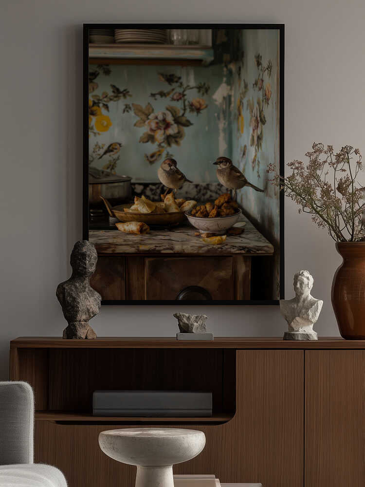 Sparrow Snack Time Poster