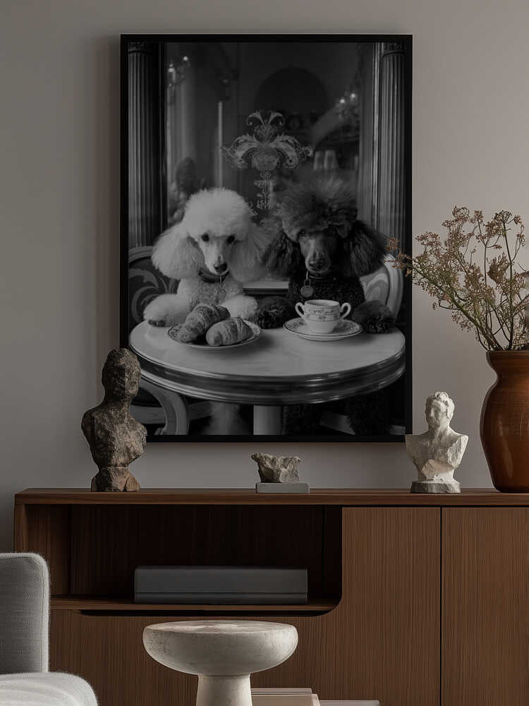 Parisian Poodle Breakfast Poster