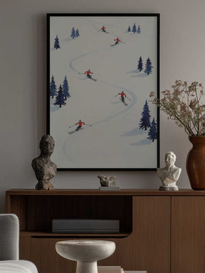 Five Skiers Poster