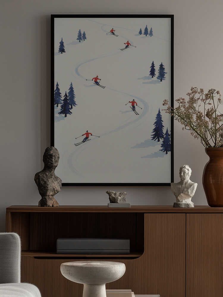 Five Skiers Poster