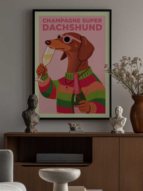 A3 Champagne Super Dachshund 01.png Poster