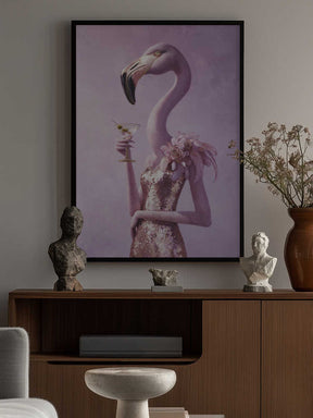 Flamingo In Cocktail Dress Poster