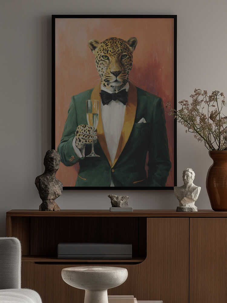 Leopard In Green Tuxedo Poster