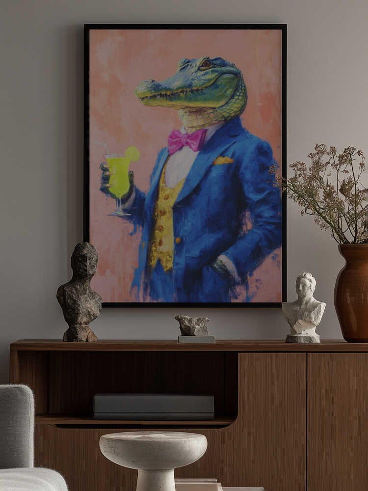 Crocodile In a Blue Suit Poster