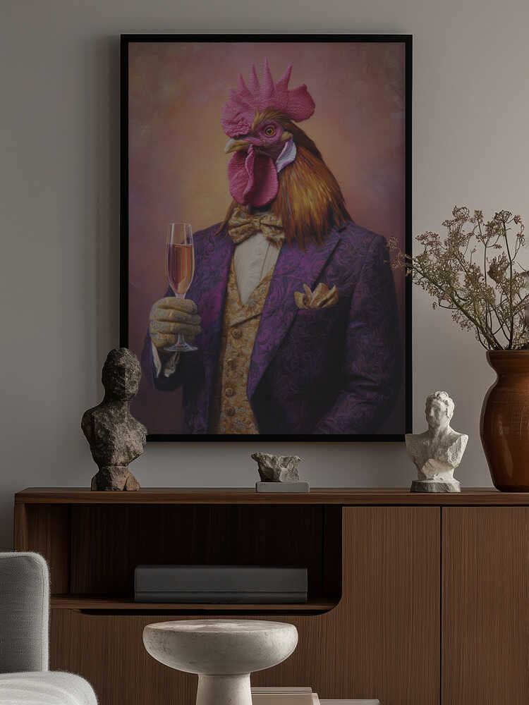 Rooster In a Purple Tuxedo Poster
