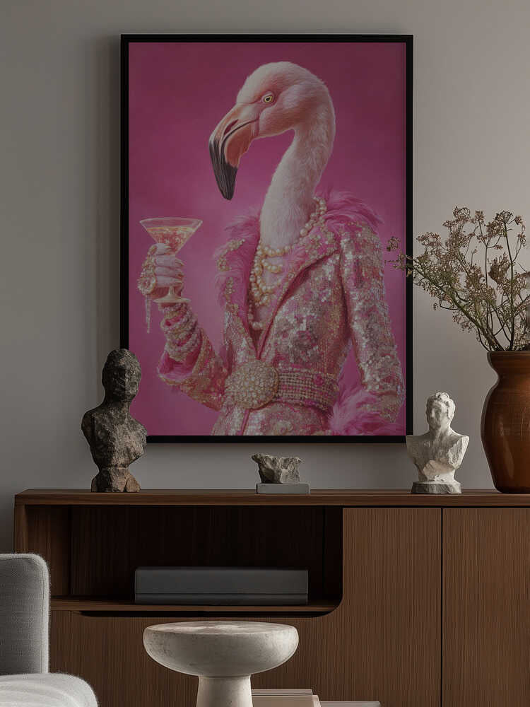 Flamingo In a Disco Jumpsuit Poster