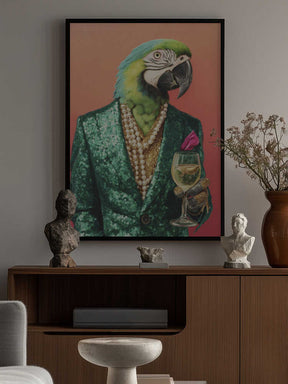 Parrot In Emerald Green Blazer Poster