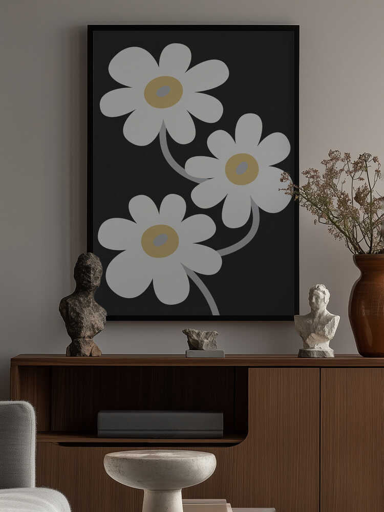 White Flowers In the Dark Poster