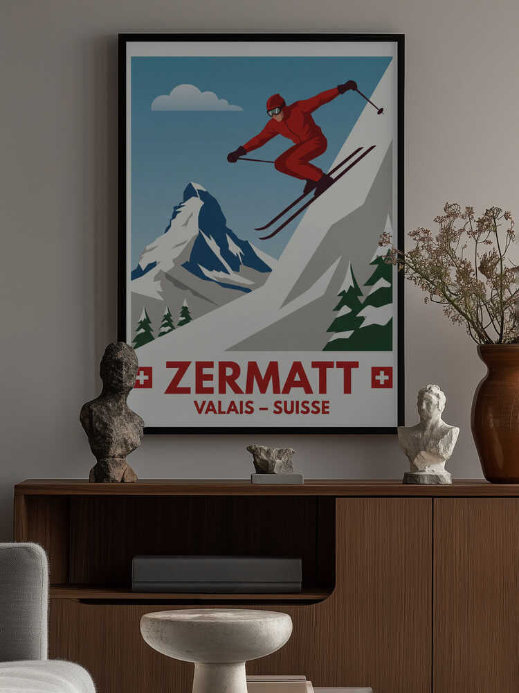 Zermatt Skiing Poster