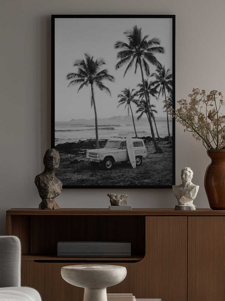 At the Beachbw Poster