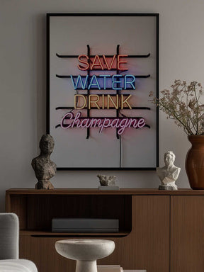 Save Water Neon Sign Poster