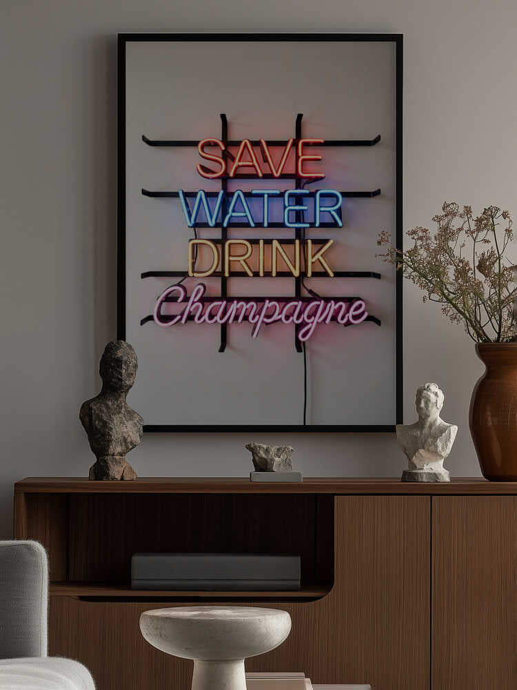 Save Water Neon Sign Poster